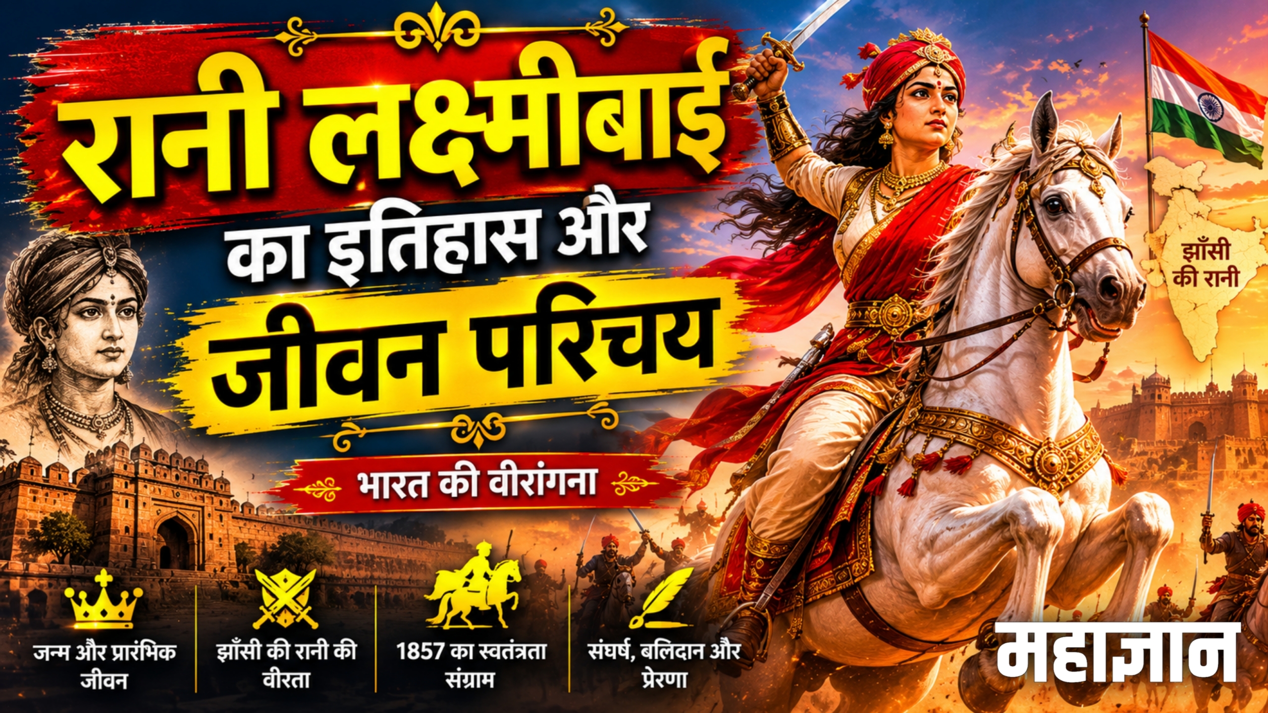 रानी लक्ष्मीबाई का इतिहास और जीवन परिचय