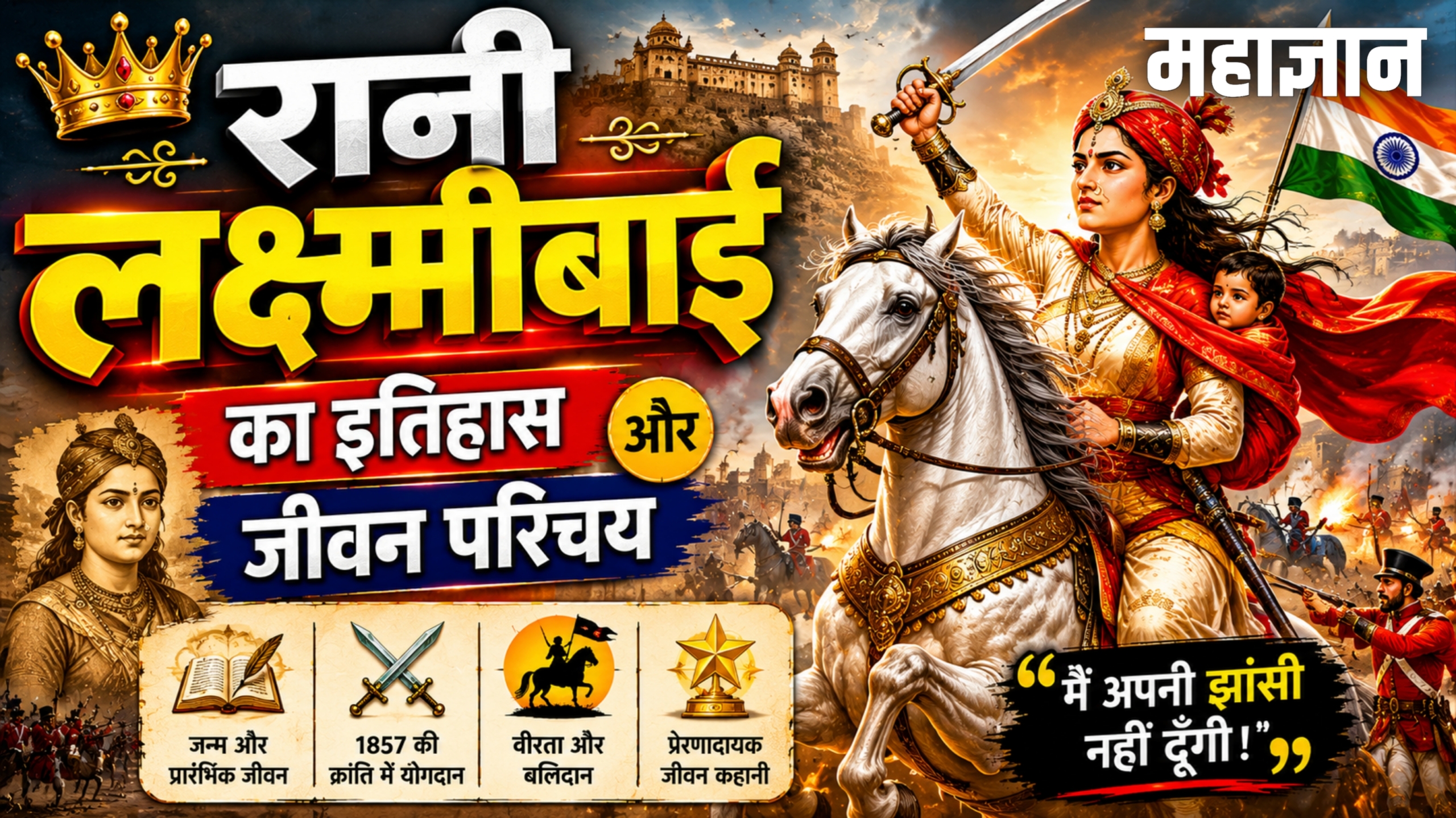 रानी लक्ष्मीबाई का इतिहास और जीवन परिचय