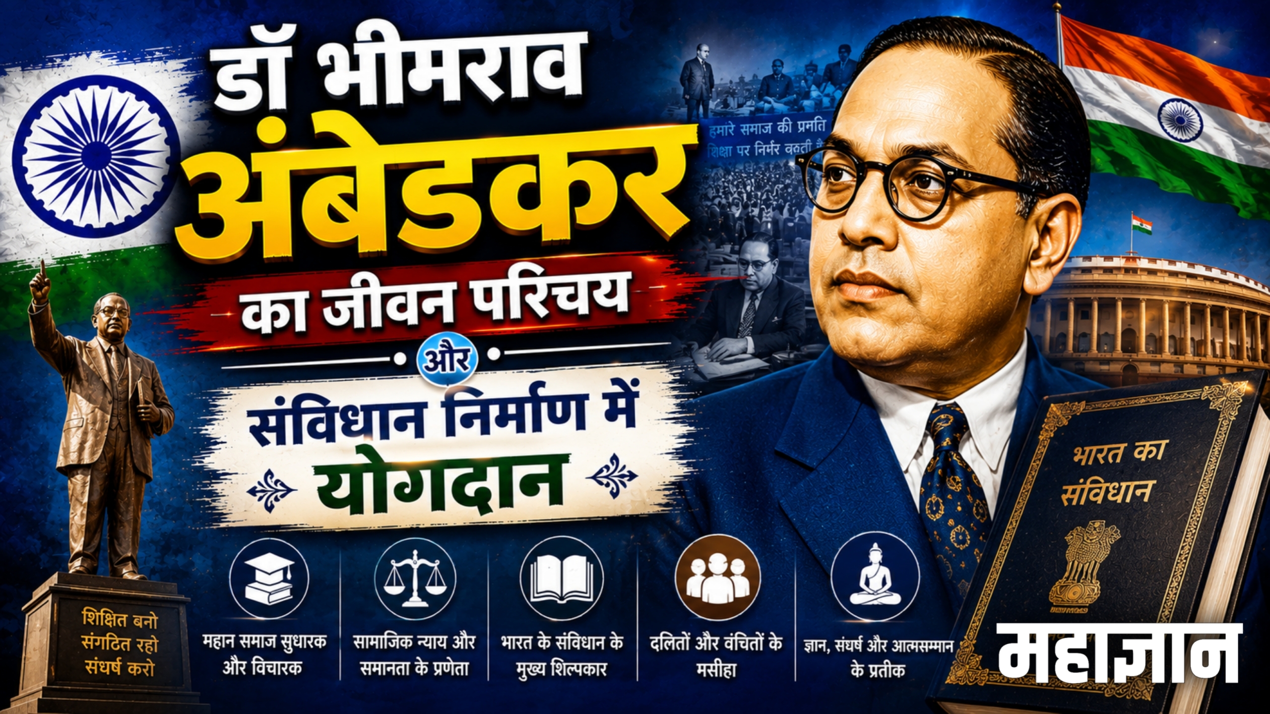 डॉ. भीमराव अंबेडकर का जीवन परिचय और संविधान निर्माण में योगदान