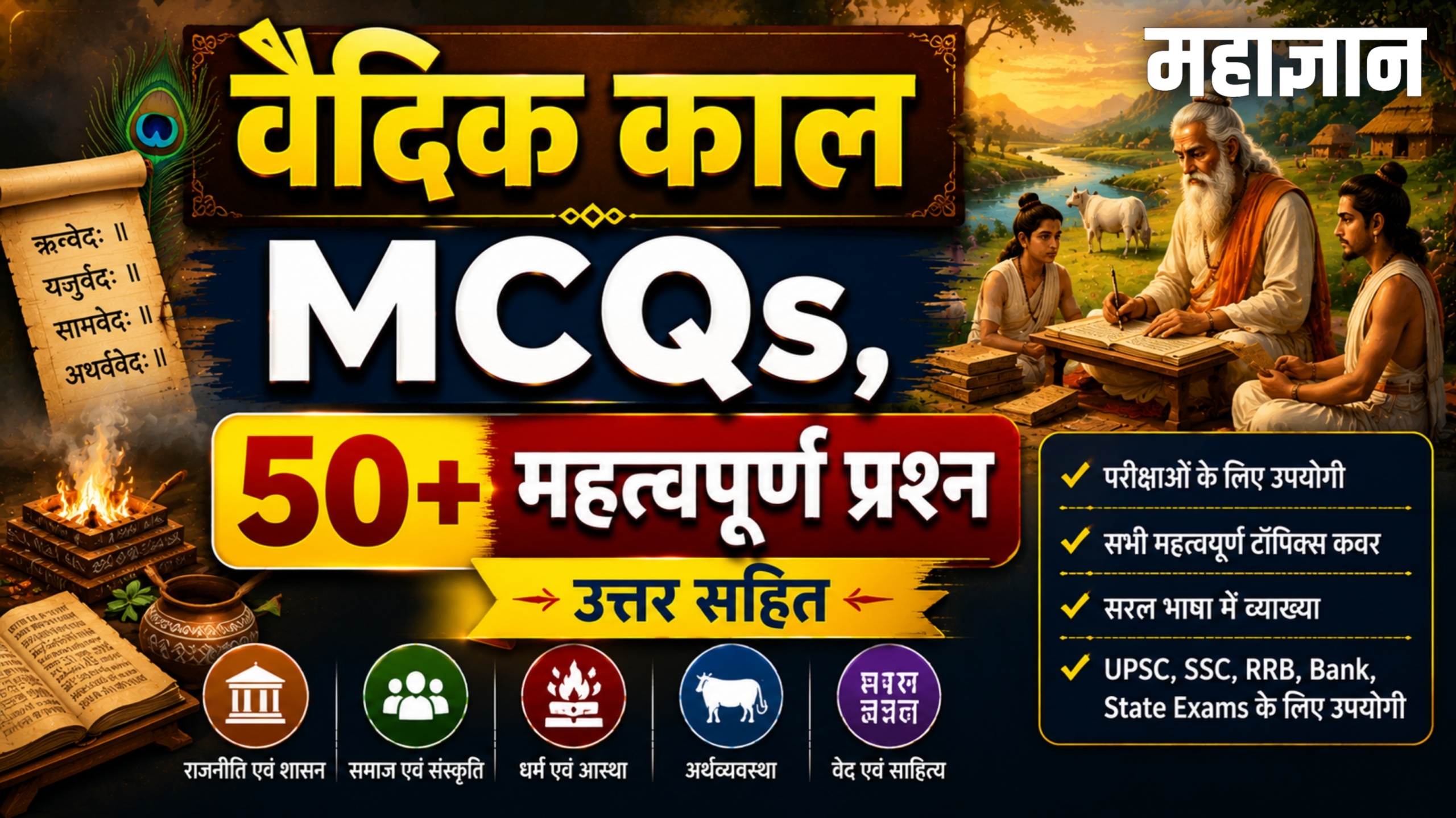 वैदिक काल MCQs | 50+ महत्वपूर्ण प्रश्न उत्तर सहित