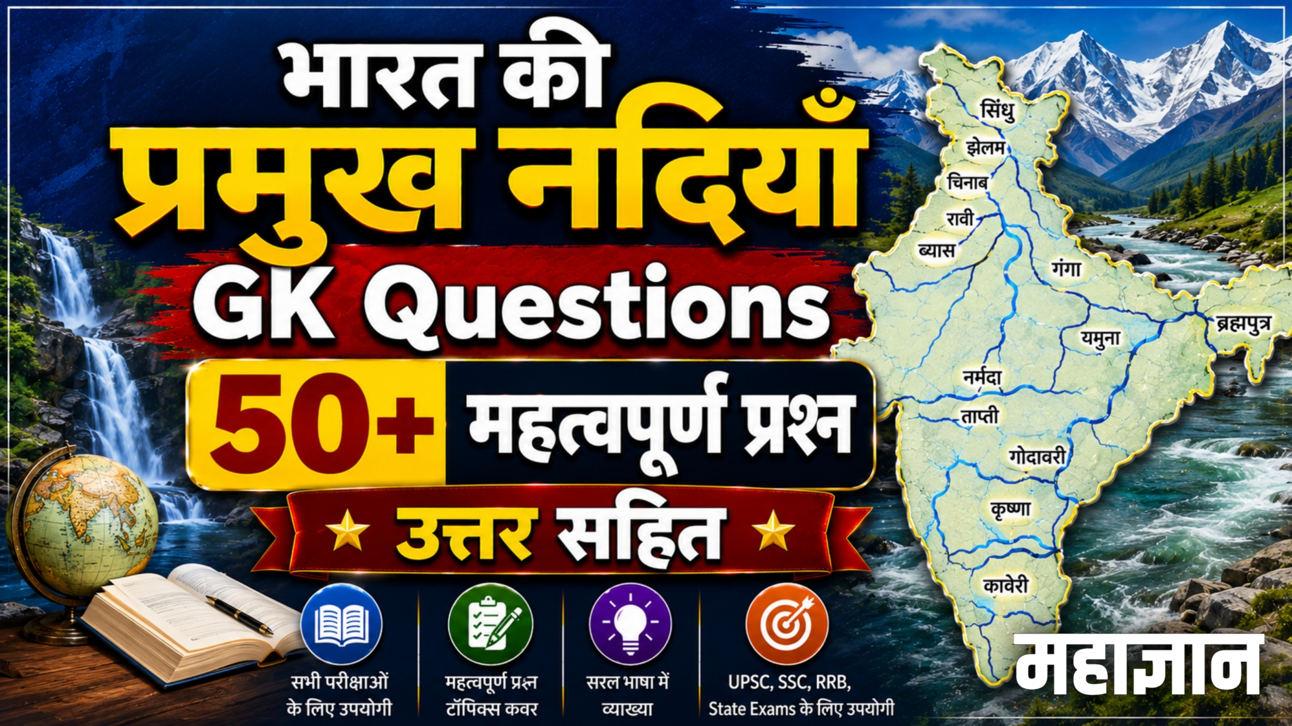 भारत की प्रमुख नदियाँ GK Questions | 50+ महत्वपूर्ण प्रश्न उत्तर सहित