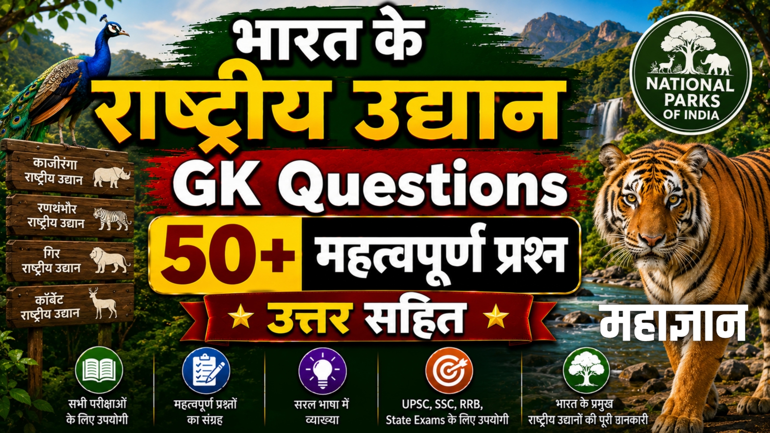 भारत के राष्ट्रीय उद्यान GK Questions | 50+ महत्वपूर्ण प्रश्न उत्तर सहित